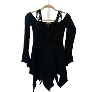 Current Mood Goth Long Sleeve Off the Shoulder Goth Mini Dress